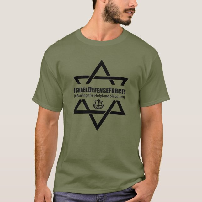 Idf Israel Defence Forces Holyland Star of David  T Shirt (Framsida)