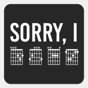 IDGAF Funny Guitar Chords Music Humor Fyrkantigt Klistermärke
