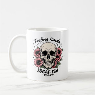 IDGAF-ISH Mugg Funny Skull Blommigt Coffee Kopp