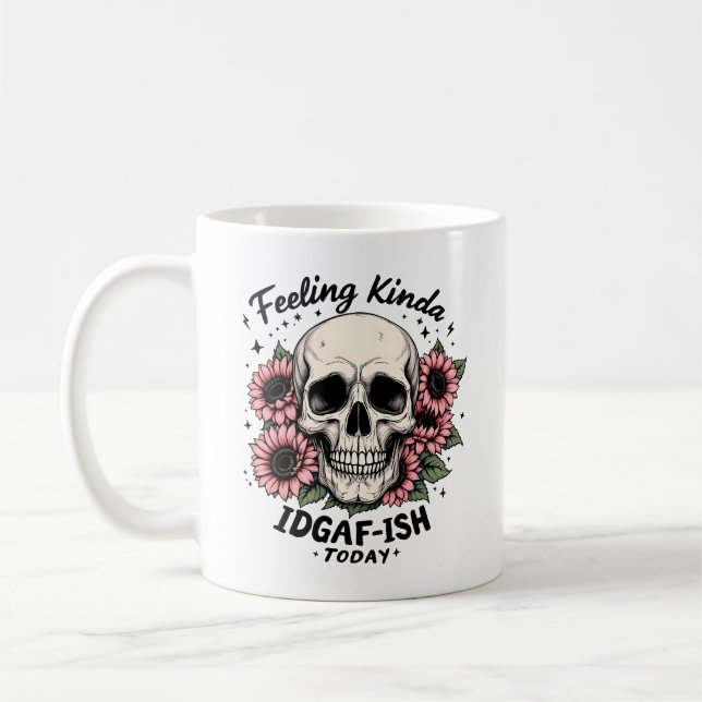IDGAF-ISH Mugg | Funny Skull Blommigt Coffee Kopp (Vänster)