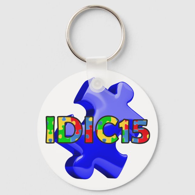 IDIC15 Keychain Blue Puzzle Nyckelring (Framsida)
