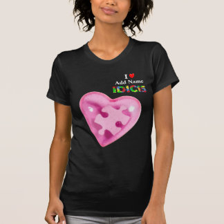 IDIC15 KVINNOR Mörk Shirt Rosa Heart Anpassa T-shirt