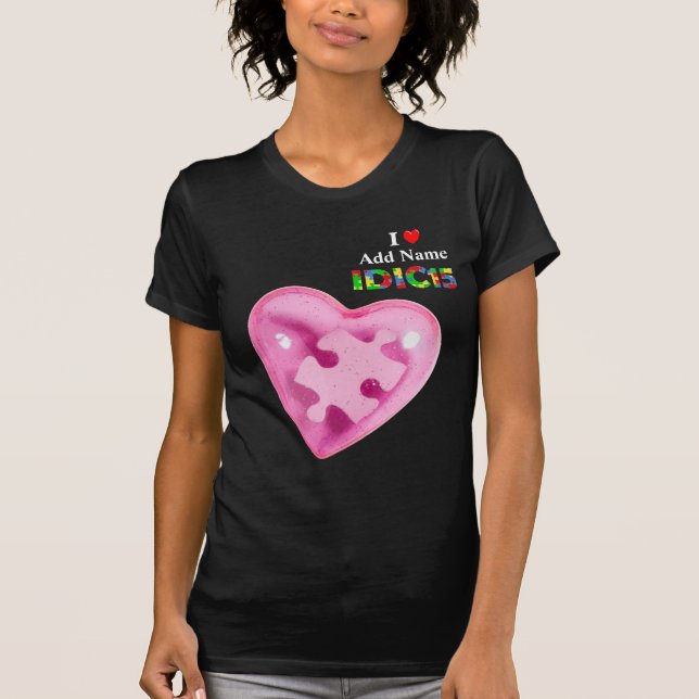 IDIC15 KVINNOR Mörk Shirt Rosa Heart Anpassa T-shirt (Framsida)
