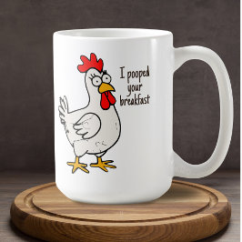 Idiot Chicken Funny Sarkastic Breakfast Phrase Kaffemugg