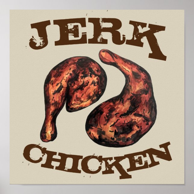 Idiot Chicken Karibien Väster indisk Jamaican Food Poster (Framsidan)