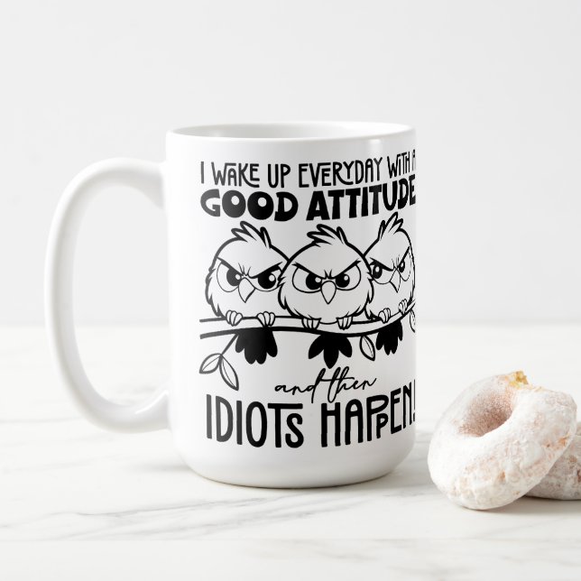 Idioter Händer Roligt Fågel Citat Gåvor  Kaffemugg (Med munk)