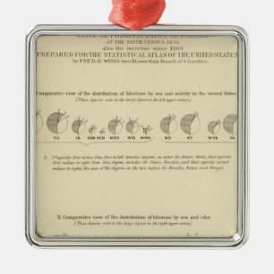 Idioter, statistisk amerikansk litografi 1870 julgransprydnad metall