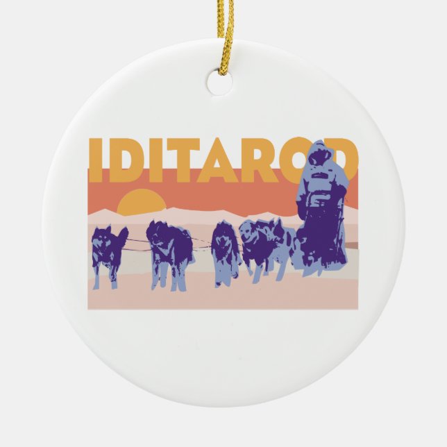 Iditarod Tävling Julgransprydnad Keramik (Framsidan)