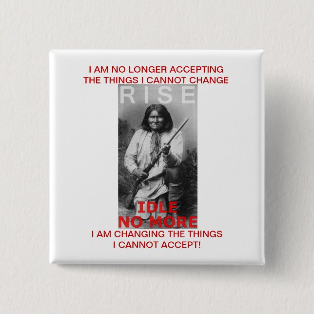 IDLE INGET MER. Knapp för politiska protester (Framsida)
