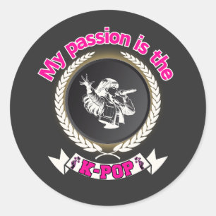 Idol Singing Passion KPop Music Fläkt Art Design Runt Klistermärke