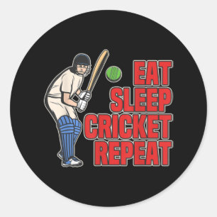 Idroppspelare i Eat Sviloläge Cricket Retro Cricke Runt Klistermärke