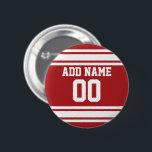 Idrottar Jersey med ditt namn och nummer Knapp<br><div class="desc">Red and White färg — Om du äger ett fantasy Football team,  gör dina egna produkter och visa upp för dina vänner! Eller - spelar du High School Football och vill ha ett PM? Den här idiotiska designen är perfekt för alla som leker sport.</div>