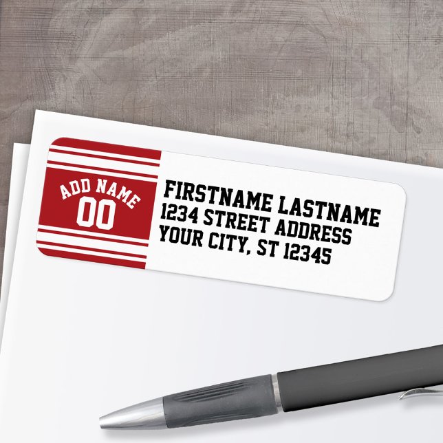 Idrottar Jersey med ditt namn och nummer Returadress Etikett (Personalized Return Address Label)