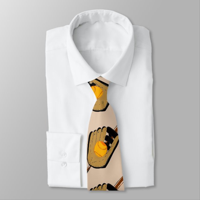 Idrottar Necktie med Baseball Glove & Fladdermus Slips (Bunden)