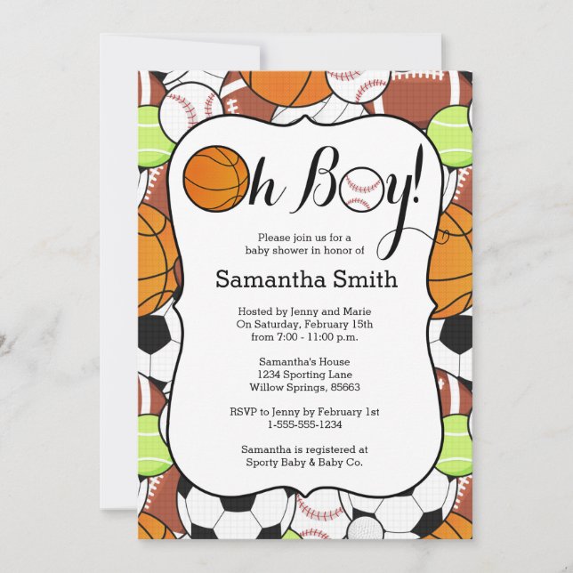 Idrottare.Baby Shower Inbjudningar (Framsida)