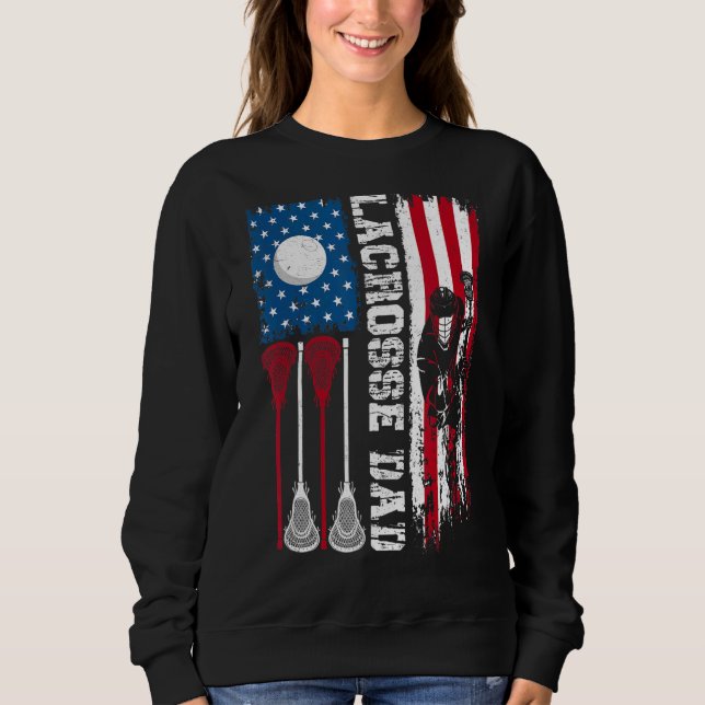 Idrotten Lacrosse Pappa, utstressad amerikansk Fla T Shirt (Framsida)