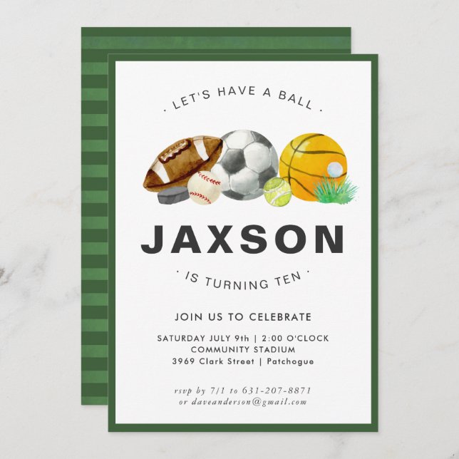 Idrotten ThBäste Födelsedagsfest inbjudan (Fram/baksida)