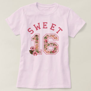 Idrotts- rosa blommigt söta 16 t-shirt