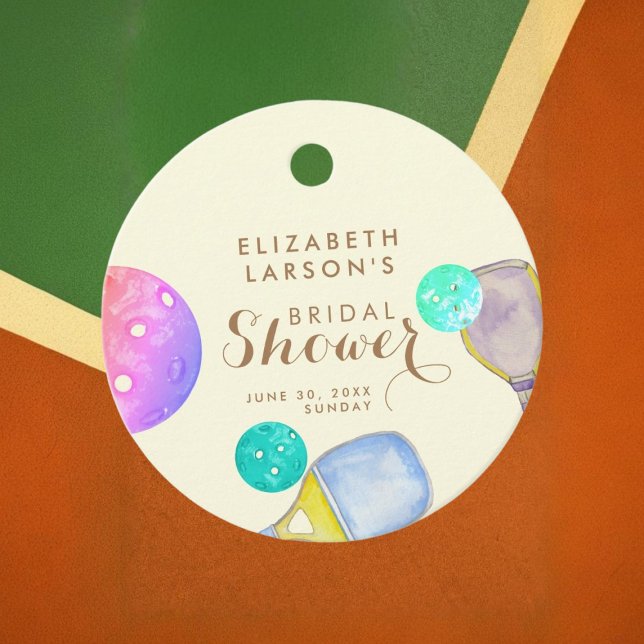 Idrottsälskare Vattenfärg Pickleball Bröllopsklänn Gåvor Etiketter (Skapare uppladdad)