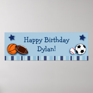 Idrottsbanderoll med Personligen All Star Birthday Poster