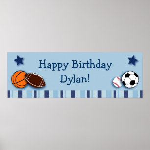Idrottsbanderoll med Personligen All Star Birthday Poster
