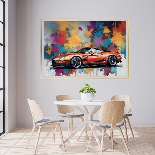 Idrottsbilars Orange Modern Art Poster (Sports Car Orange Modern Art Poster)