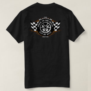 Idrottsbilars Tävla Hjulkontrollerad Flagga Flames T Shirt