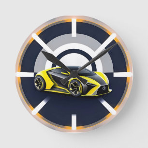 Idrottsbilens Logotyp i Modern Circular Stil Rund Klocka