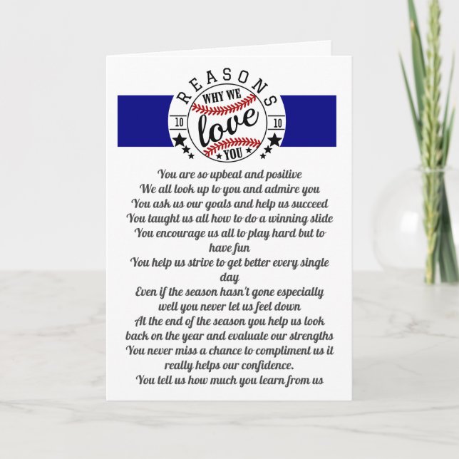 idrottsbuss 10 skäl till varför vi kärlek baseball kort (Framsida)