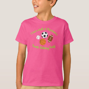 Idrottsflickors Födelsedagsfest Kids Cute Rosa Gir T Shirt