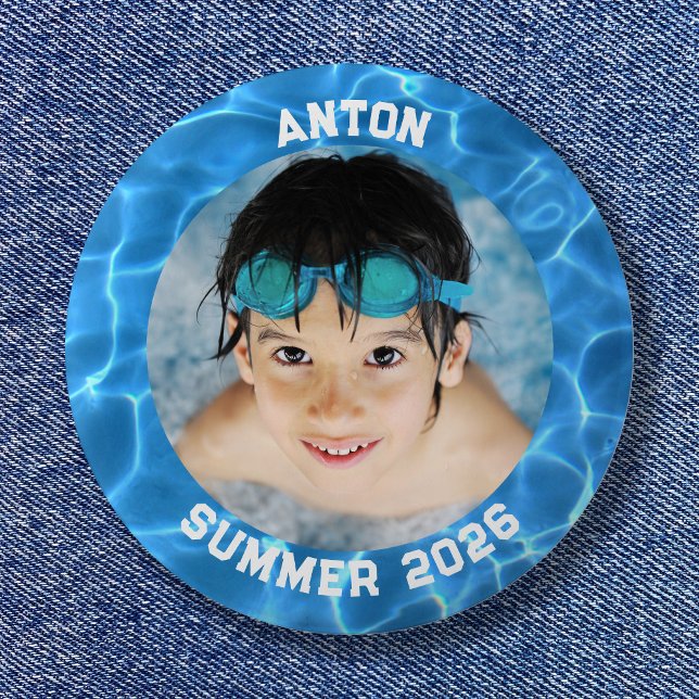 Idrottsfoto Aqua Blue Swimming Bassäng Gräns Knapp (Sports Photo Aqua Blue Swimming Pool Border Button)