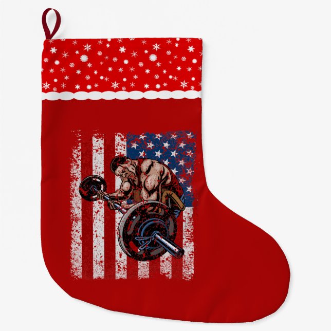 Idrottshall för WeightlifterPreacherkrullning Stor Julstrumpa (Framsidan)