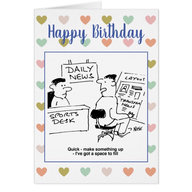 Idrottsjournalisten i tidningen hälsningskort (Framsidan)