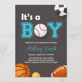 Idrottskläder inbjudan - Blåbrun brun pojke