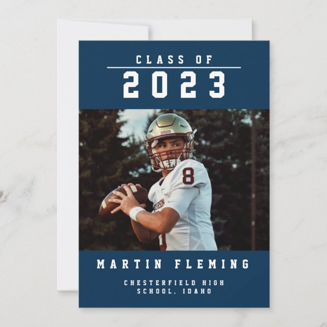 Idrottsklassen Anpassningsbar Photo Blue Studenten Meddelande (Framsida)