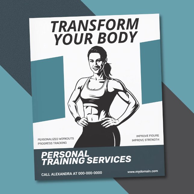 Idrottskvinnas Siluett - Fitness Tränare Flygblad (Athletic Woman Silhouette - Fitness Trainer Flyer)