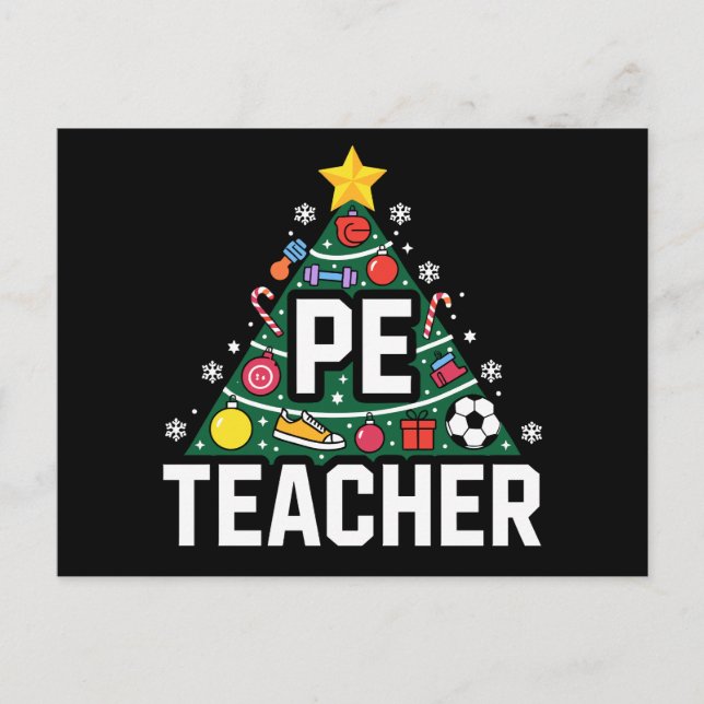 Idrottslärare julgran ornament fotboll jul helg vykort (Framsida)