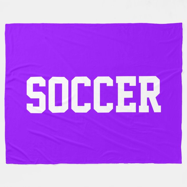 Idrottslig fet vit SOCCER-text på ljust lila Fleecefilt (Framsidan (Horisontell))