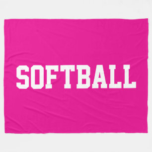 Idrottslig fet vit SOFTBALL-text på ljusröd bakgru Fleecefilt