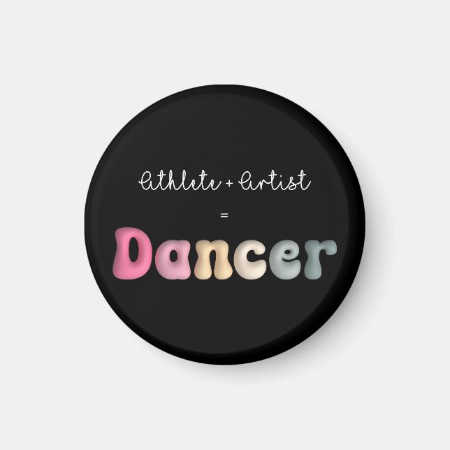 Idrottsman + Artist = Dancer, Funny gifT for Dance Magnet (Framsidan)