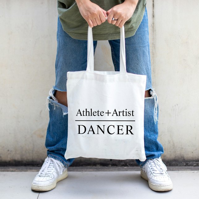 Idrottsman för anpassningsbar och konstnärlig dans tygkasse (Custom Text Athlete & Artist Dancer Simple Black Tote Bag)