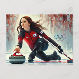Idrottsman Olympiska spelen i Female Curling Playe Vykort