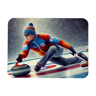 Idrottsmannen Curling Player Sports Magnet