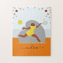 Idrottsmannen Illustration Namn på tennis Girl Sta Pussel