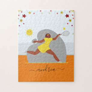 Idrottsmannen Illustration Namn på tennis Girl Sta Pussel