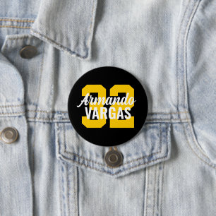 Idrottsmannen Jersey Number, svart och Gult Knapp