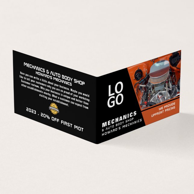 Idrottsmotor, automatisk mekanik och reparation, d visitkort (Utsida)