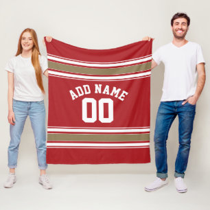 Idrottsnummer Jersey Red och Guld Rand Namn Fleecefilt