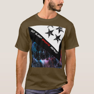 Idrottsröd och svart lava sten-design t shirt