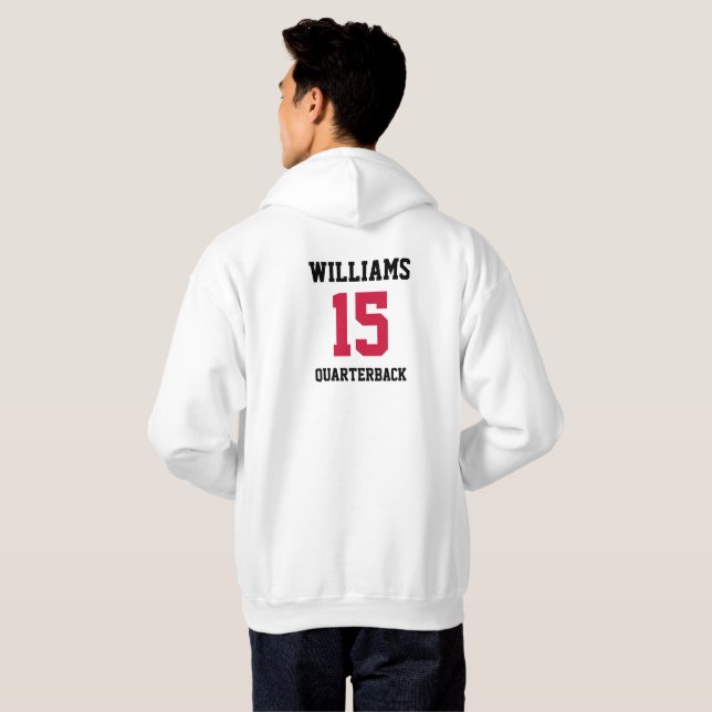 Idrottsspelare Röd och Svart Hoodie (Hel baksida)